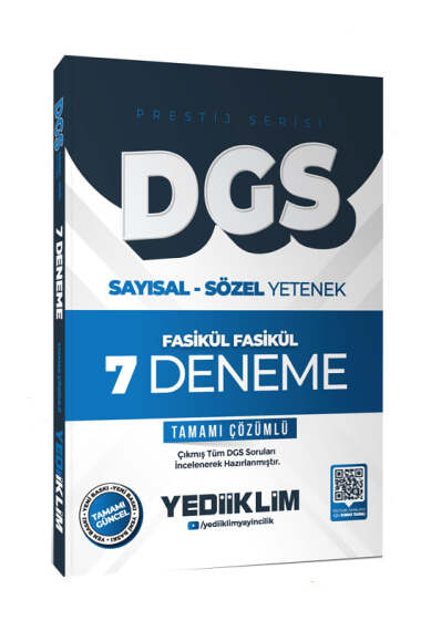 Yediiklim Yayınları 2026 DGS Prestij Serisi Sayısal Sözel Yetenek Tamamı Çözümlü Fasikül Fasikül 7 Deneme - 1