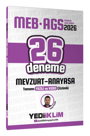 Yediiklim Yayınları 2026 MEB AGS Mevzuat Anayasa Tamamı Yazılı ve Video Çözümlü 26 Deneme - 1