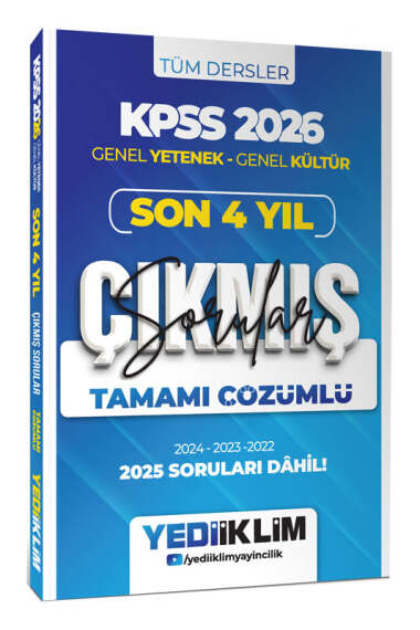 Yediiklim Yayınları 2026 KPSS Genel Yetenek Genel Kültür Son 4 Yıl Tamamı Çözümlü Çıkmış Sorular - 1