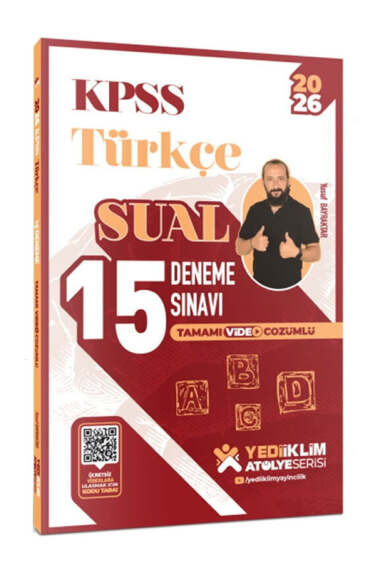 Yediiklim Yayınları 2026 KPSS Atölye Serisi Türkçe Sual Tamamı Video Çözümlü 15 Deneme Sınavı - 1