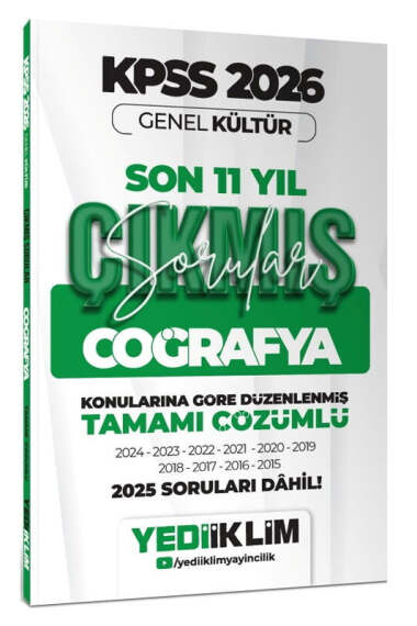 Yediiklim Yayınları 2026 KPSS Genel Kültür Coğrafya Konularına Göre Tamamı Çözümlü Son 11 Yıl Çıkmış Sorular - 1