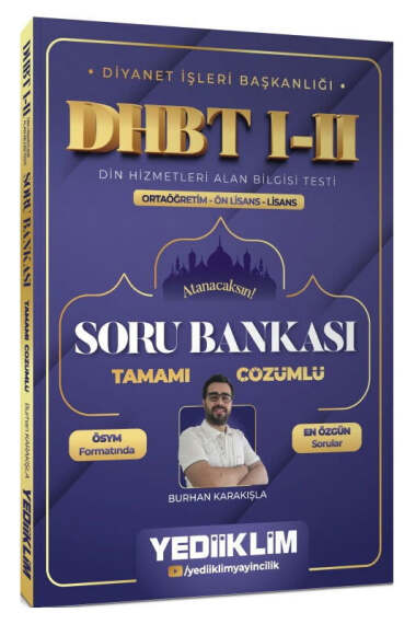 Yediiklim Yayınları Diyanet İşleri Başkanlığı DHBT I-II Ortaöğretim - Ön Lisans - Lisans Tamamı Çözümlü Soru Bankası - 1