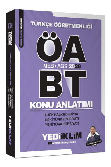 Yediiklim Yayınları 2026 MEB AGS ÖABT Türkçe Öğretmenliği Türk Halk Edebiyatı Eski Türk Edebiyatı Yeni Türk Edebiyatı Konu Anlatımı - 1