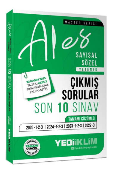 Yediiklim 2026 ALES Sayısal Sözel Yetenek Tamamı Çözümlü Son 10 Sınav Çıkmış Sorular - 1