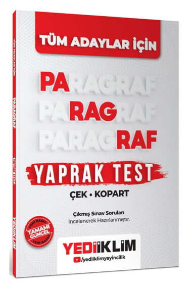 Yediiklim Yayınları Tüm Adaylar İçin Paragraf Çek Kopart Yaprak Test - 1