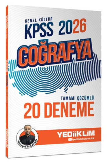 Yediiklim Yayınları 2026 KPSS Genel Kültür Coğrafya Tamamı Çözümlü 20 Deneme Ramazan Kocakaya - 1
