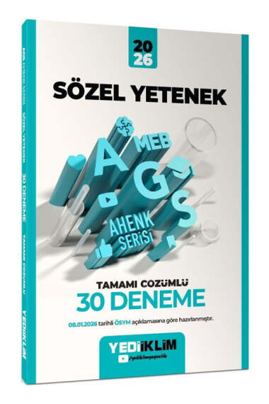 Yediiklim Yayınları 2026 MEB-AGS Ahenk Sözel Yetenek Tamamı Çözümlü 30 Deneme - 1