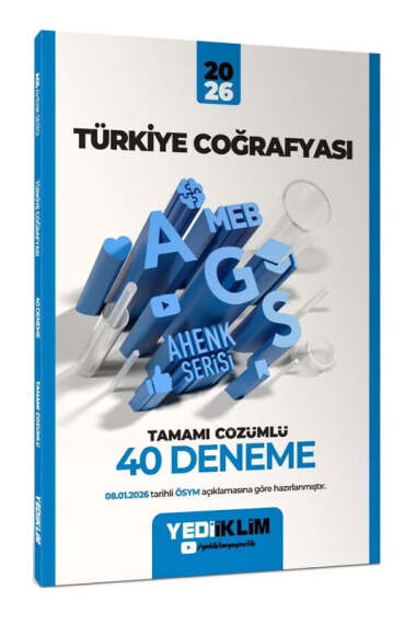 Yediiklim Yayınları 2026 MEB-AGS Ahenk Türkiye Coğrafyası Tamamı Çözümlü 40 Deneme - 1