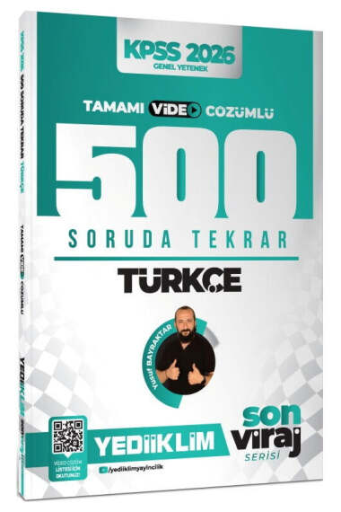 Yediiklim Yayınları 2026 KPSS Türkçe Son Viraj Serisi Tamamı Video Çözümlü 500 Soruda Genel Tekrar Kampı - 1