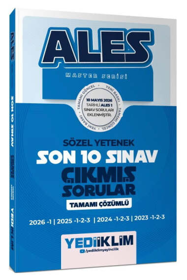 Yediiklim 2027 ALES Master Serisi Sözel Yetenek Tamamı Çözümlü Son 10 Sınav Çıkmış Sorular - 1