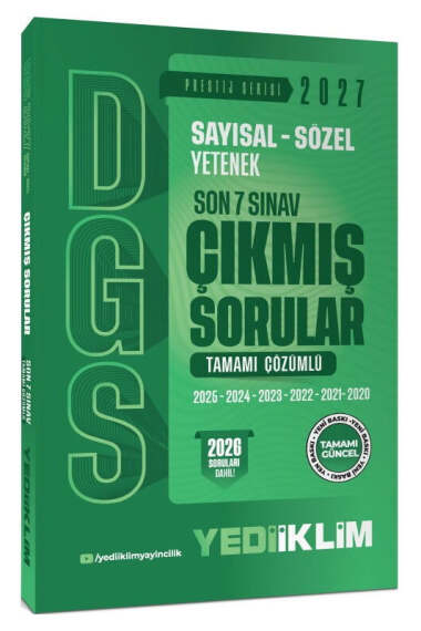 Yediiklim Yayınları 2027 DGS Sayısal Sözel Yetenek Son 7 Sınav Tamamı Çözümlü Çıkmış Sorular - 1