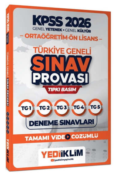 Yediiklim Yayınları 2026 KPSS Ortaöğretim Ön Lisans GY GK Türkiye Geneli Sınav Provası Tıpkı Basım Deneme - 1