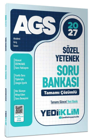 Yediiklim Yayınları 2027 MEB AGS Sözel Yetenek Tamamı Çözümlü Soru Bankası - 1