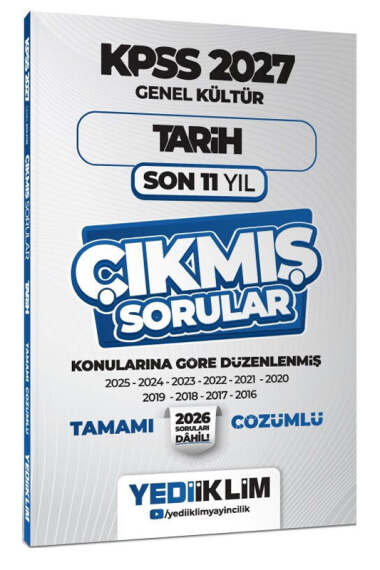 Yediiklim Yayınları 2027 KPSS Genel Kültür Tarih Konularına Göre Tamamı Çözümlü Son 11 Yıl Çıkmış Sorular - 1