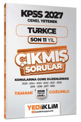 Yediiklim Yayınları 2027 KPSS Genel Yetenek Türkçe Konularına Göre Tamamı Çözümlü Son 11 Yıl Çıkmış Sorular - Yediiklim Yayınları