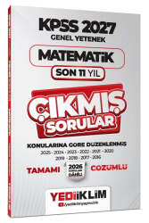 Yediiklim Yayınları 2027 KPSS Genel Yetenek Matematik Konularına Göre Tamamı Çözümlü Son 11 Yıl Çıkmış Sorular - Yediiklim Yayınları