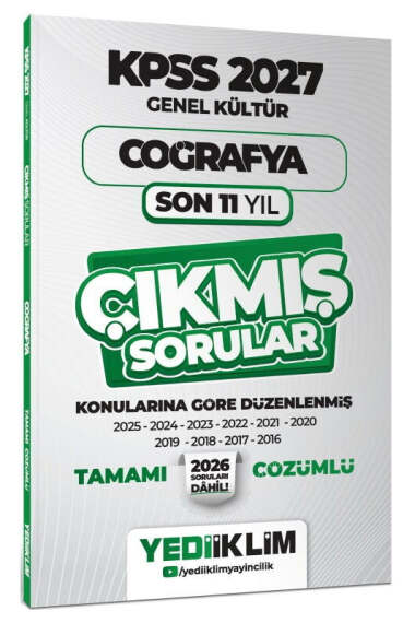 Yediiklim Yayınları 2027 KPSS Genel Kültür Coğrafya Konularına Göre Tamamı Çözümlü Son 11 Yıl Çıkmış Sorular - 1