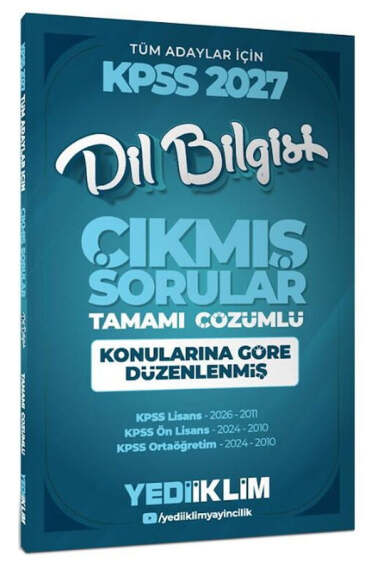 Yediiklim Yayınları 2027 KPSS Tüm Adaylar İçin Dil Bilgisi Tamamı Çözümlü Çıkmış Sorular Konularına Göre Düzenlenmiş - 1