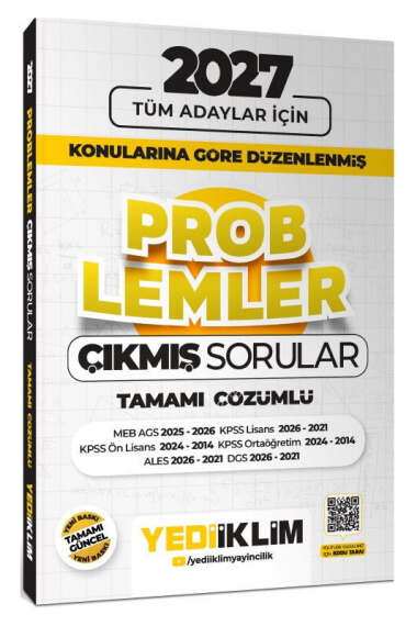 Yediiklim Yayınları 2027 Tüm Adaylar İçin Problemler Konularına Göre Düzenlenmiş Tamamı Çözümlü Çıkmış Sorular - 1