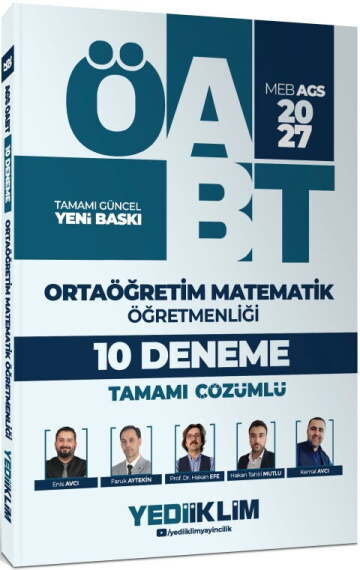 Yediiklim 2027 MEB AGS ÖABT Ortaöğretim Matematik Öğretmenliği Tamamı Çözümlü 10 Deneme - 1