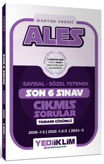 Yediiklim Yayınları ALES Sayısal Sözel Yetenek Tamamı Çözümlü Master Serisi Son 6 Sınav Çıkmış Sorular - 1