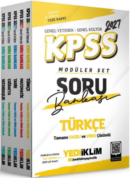 Yediiklim 2027 KPSS Genel Yetenek Genel Kültür Türkçe Tamamı Hem Yazılı Hem Video Çözümlü Modüler Set Soru Bankası - 1